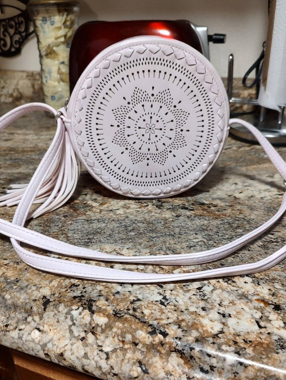 Women's Round Crossbody Bag - Light Pink